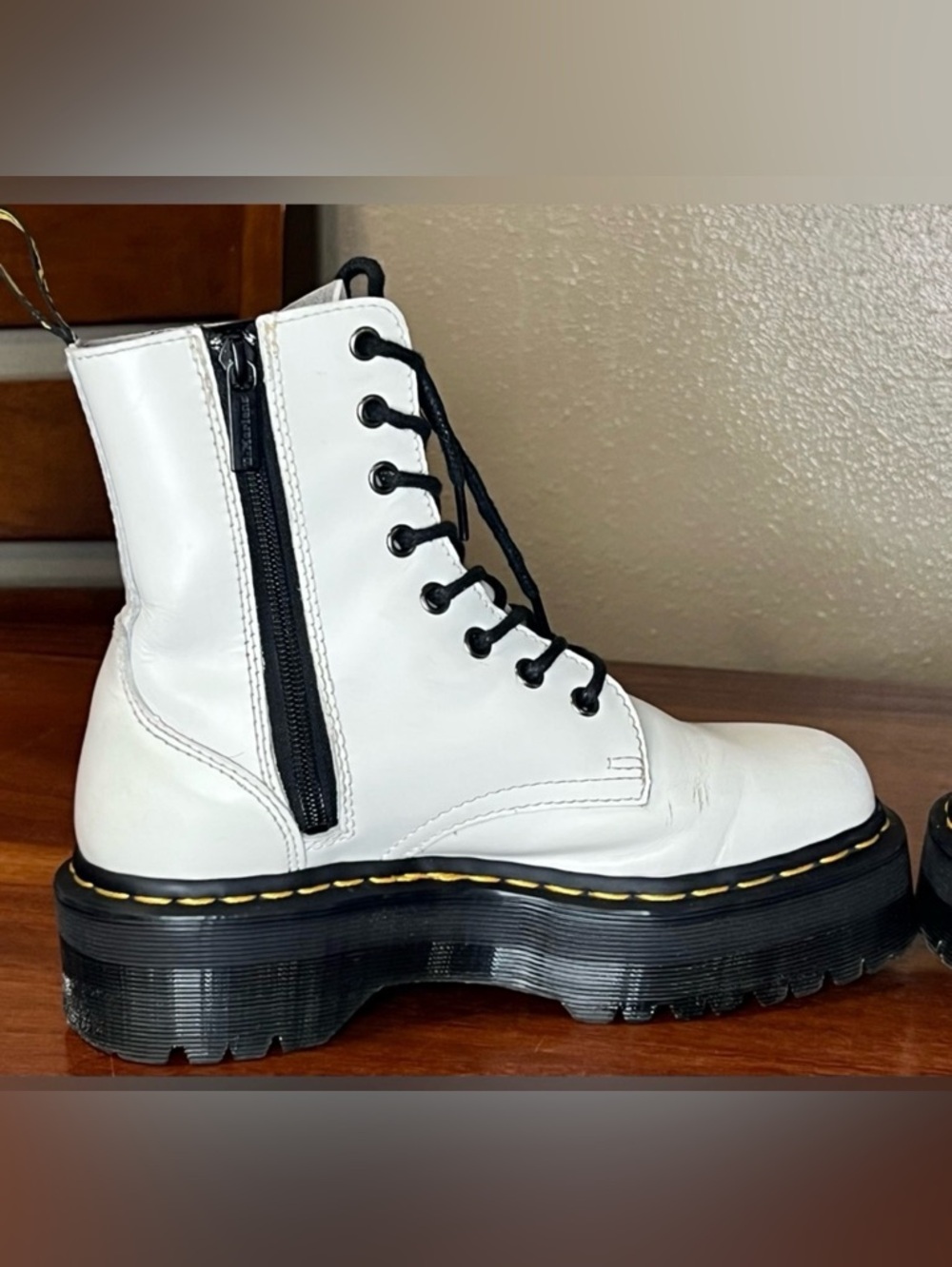 Dr. Doc Martens Jadon Platform Leather Zip Combat Boots Goth Grunge Festival - Picture 11 of 14